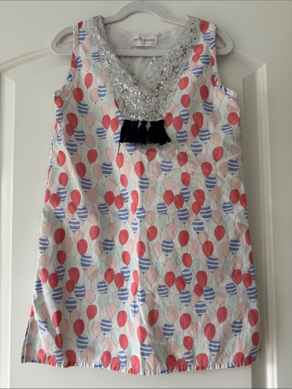 Petit Peony Girls' Sleeveless Balloon-Print Dress - Pink & Blue